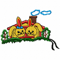 Rabbits Embroidery Design 9